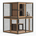 Katzengehege 140 x 70 x 180 cm Holz Stahlgitter Braun Schwarz - mehrstöckig für Innenbereiche