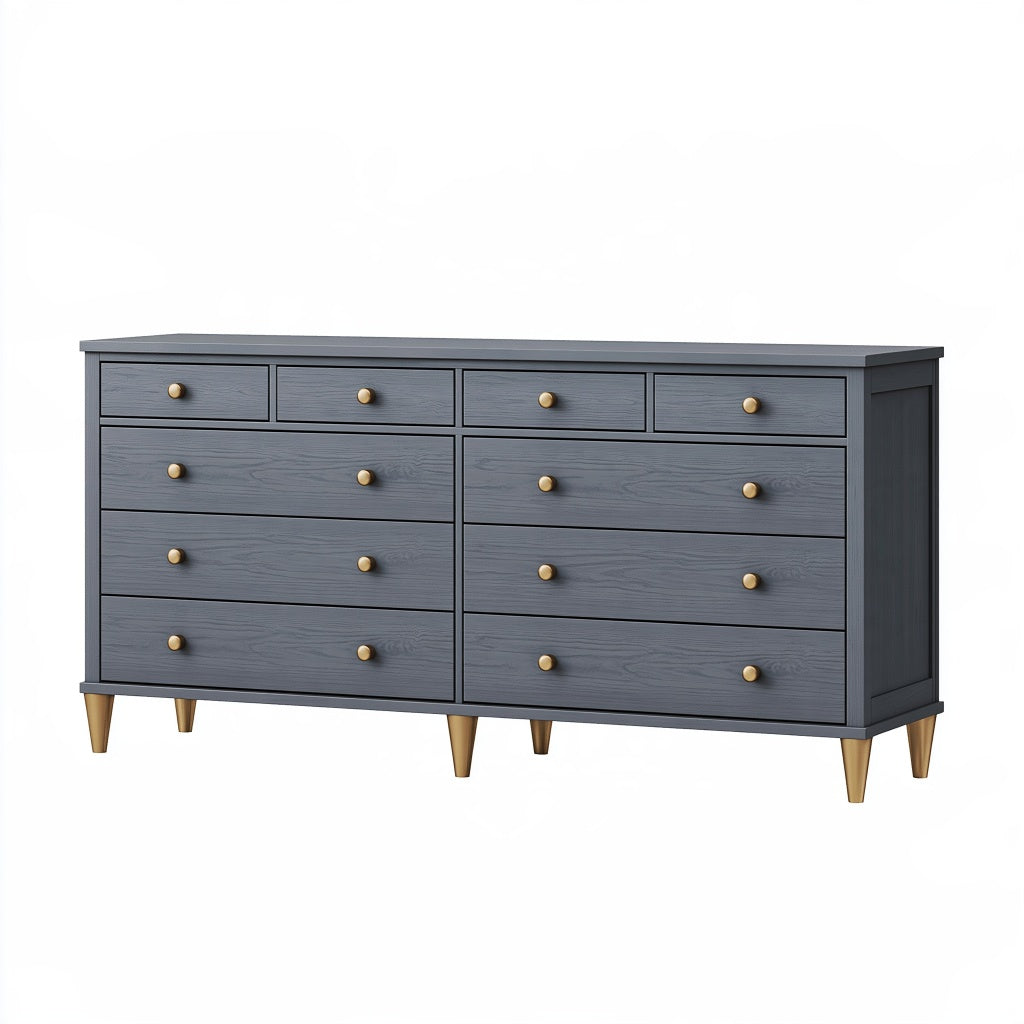 Kommode 180 x 45 x 90 cm aus Holzwerkstoff Grau mit 10 Schubladen im modernen Stil