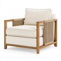 Sessel 85 x 82 x 83 cm Creme Holz Textil mit Seilgeflecht