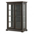 Vitrine 100 x 45 x 190 cm Holz und Glas Schwarz Braun klassischer Stauraumschrank