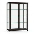 Vitrine 100 x 40 x 180 cm Holz und Glas Schwarzbraun mit Glastüren