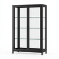 Vitrine 80 x 40 x 180 cm aus Glas und Metall schwarz mit Glastüren im modernen Stil
