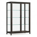 Vitrine 100 cm 40 cm 180 cm aus Holz und Glas dunkelbraun schwarz mit Glastüren