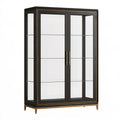 Vitrine 120 x 45 x 190 cm Schwarz Glas Holzwerkstoff mit Glastüren im klassischen Stil