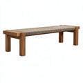 Sitzbank 120 x 35 x 45 cm Holz Beige mit geflochtener Sitzfläche