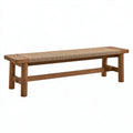 Sitzbank 120 x 35 x 45 cm Holz Naturfaser Braun Beige für Esszimmer im Landhausstil