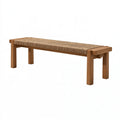 Sitzbank 120 x 35 x 45 cm aus Holz in Braun mit geflochtener Sitzfläche