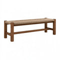 Sitzbank 120 cm Holz Braun Beige mit geflochtener Kordelsitzfläche im Landhausstil